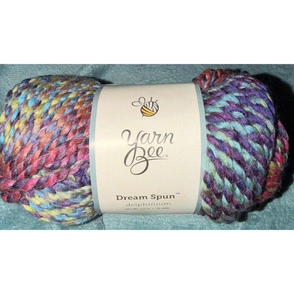 Yarn Bee Dream Spun Delphinium Yarn – Bulky Multicolor Plush 1 Skein